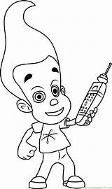 Jimmy Neutron Having Remote Coloring Page For Kids  Free The sketch template