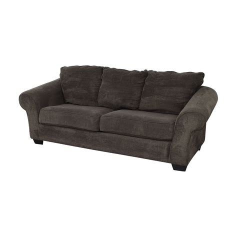 90% OFF - Ashley Furniture Ashley Furniture Grey Microfiber Two-Cushion Sofa / Sofas