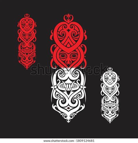 Motif Asmat Papua Indonesia Vector Red Stock Vector (Royalty Free ...