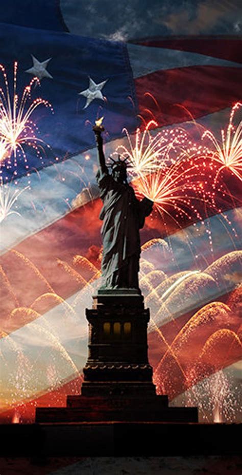 Statue of Liberty with Fireworks & American Flag in background | Etsy ...