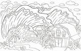 Natural Disaster tsunami Huge Ocean Waves coloring page 45866634  sketch template