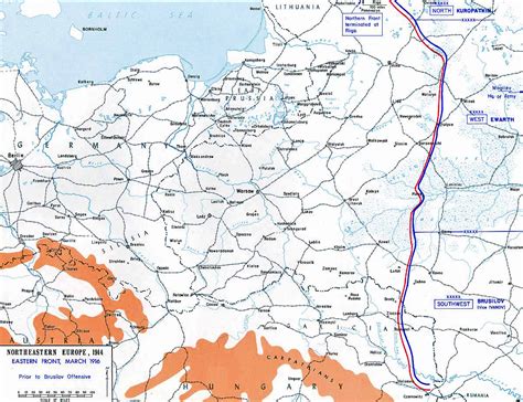 Map of WWI: Eastern Front - March 1916