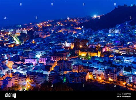 Blue Chefchaouen Morocco Skyline at Night Stock Photo - Alamy