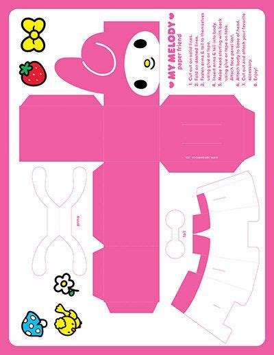 My melody | Paper toys template, Hello kitty crafts, Paper doll template