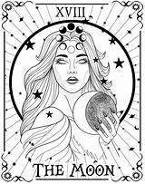 Tarot The Moon  moon tarot card Tattoo sketch template