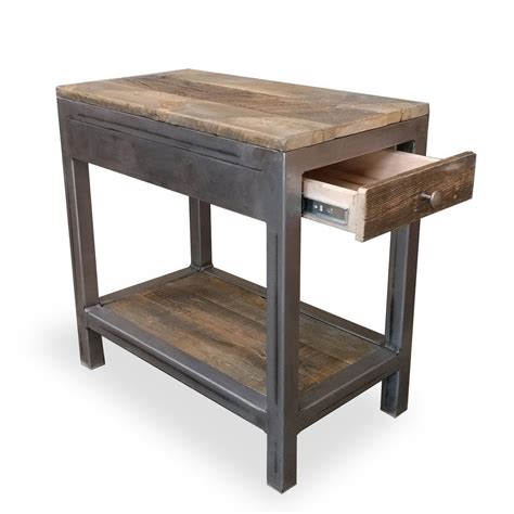 Reclaimed Wood and Metal End Table, Side Table, Nightstand, With ...