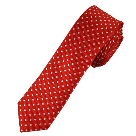 Red & White Polka Dot Men's Skinny Tie from Ties Planet UK