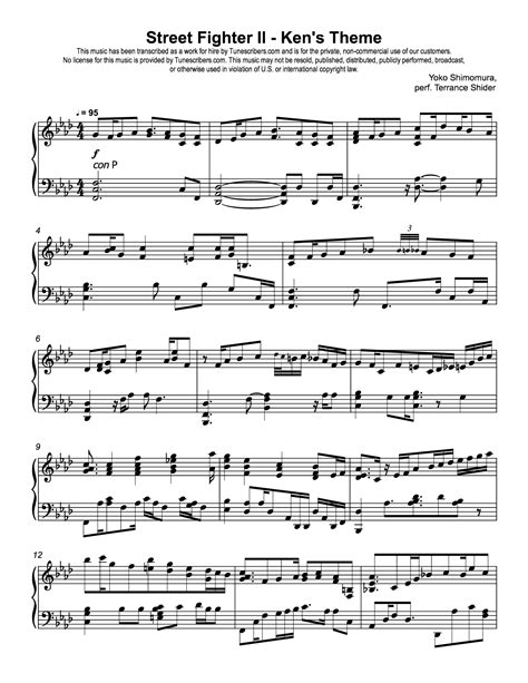 Tunescribers | Street Fighter II - Ken's Theme | Sheet Music