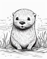 Otter Coloring Page sketch template