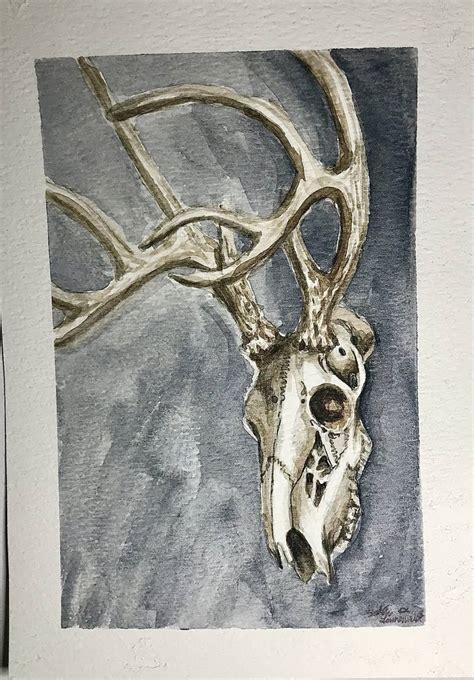 Deer Skull Painting by Solene Lamoureux | Saatchi Art