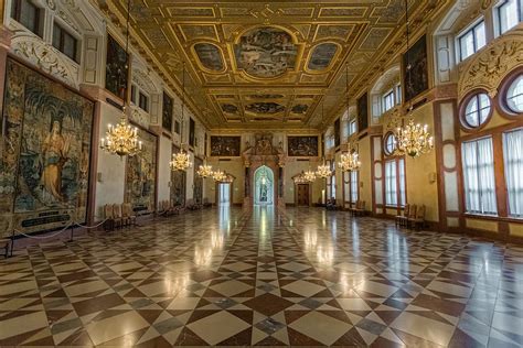 hallway with paintings, munich, palace, germany, architecture, old, historic, tourist, royal ...