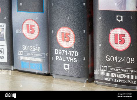 row of vhs video cases showing BBFC film 15 fifteen classification Stock Photo, Royalty Free ...