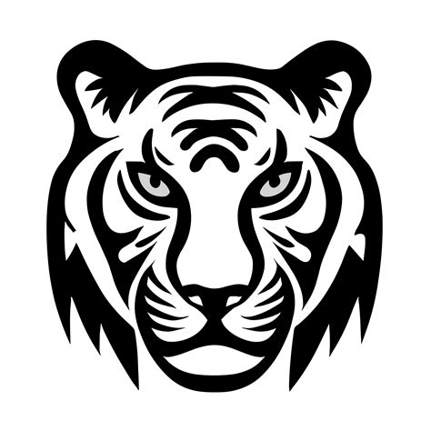 Tiger face black and white icon clipart transparent background 24029750 PNG