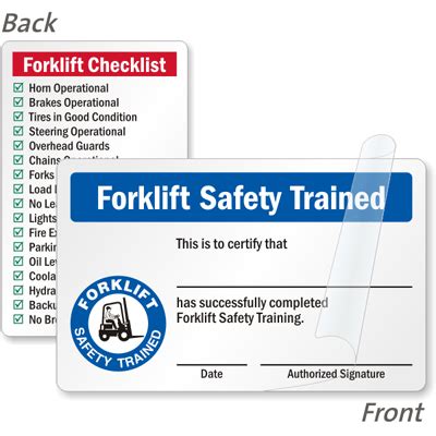 Forklift Certification Cards | Forklift Driver Wallet Cards