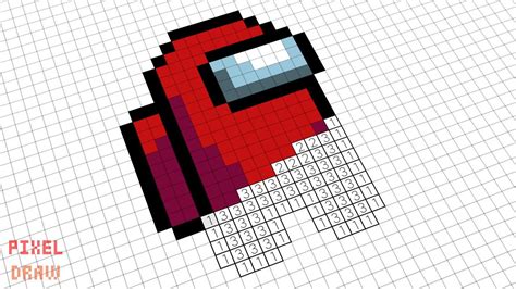 HOW TO DRAW AMONG US RED CREWMATE PIXEL ART | AMONG US PIXEL ART ...