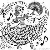 Coloring Page Of A flamenco Star dancer Download Or Print For Free sketch template