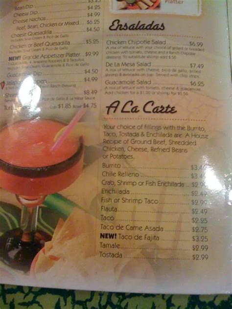 La Mesa Mexican Restaurant Menu - Urbanspoon/Zomato