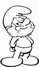 The Smurf  Papa Smiling Face In Coloring Page sketch template