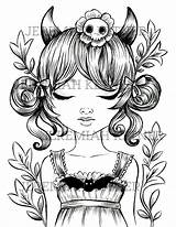 The Cute Devil Coloring Page Instant Download  Etsy sketch template