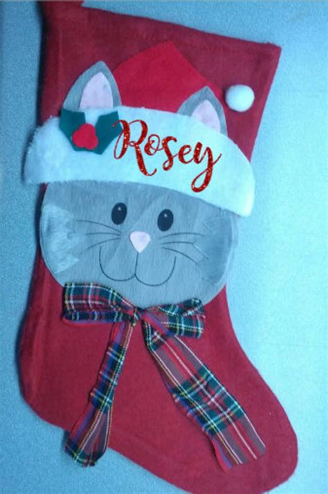 Personalized Cat Stocking, Pet Christmas Stockings, Your Cats Name Here ...