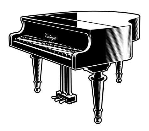 Black and white vector illustration of the piano 539495 Vector Art at ...