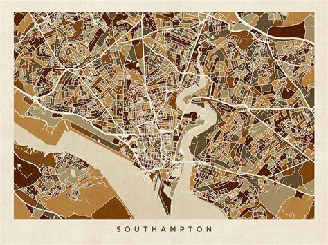 Southampton England City Map Digital Art by Michael Tompsett | Fine Art ...