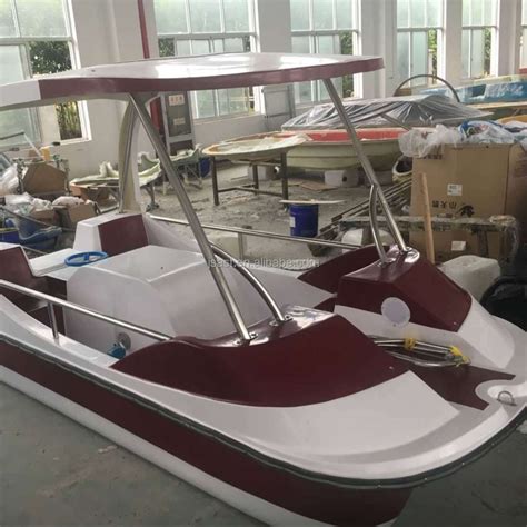 Customized Color 4-person Pedal Boat Human Power Fiberglass Boat With ...