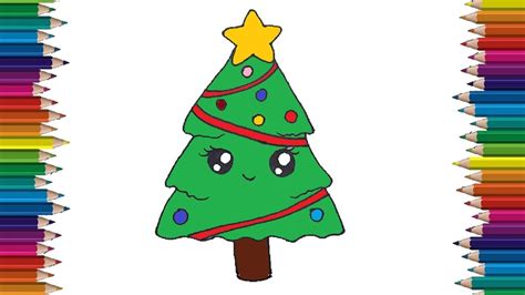 How to Draw a Christmas Tree cute and easy 2018 | Easy drawings for kids