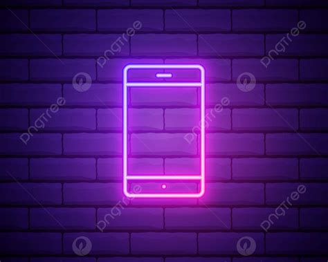 Neon Mobile Phone Icon On Brick Wall Outline Design Template Vector, Outline, Design, Template ...