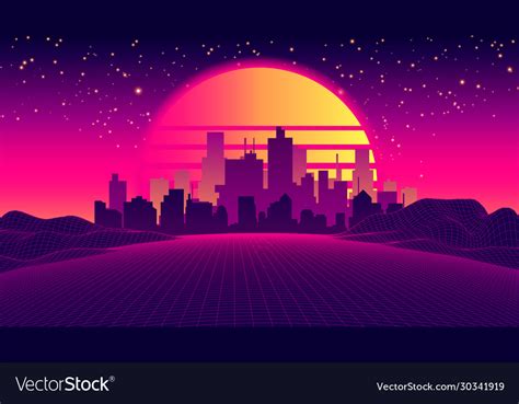 Retro future 80s 1980s futuristic Royalty Free Vector Image