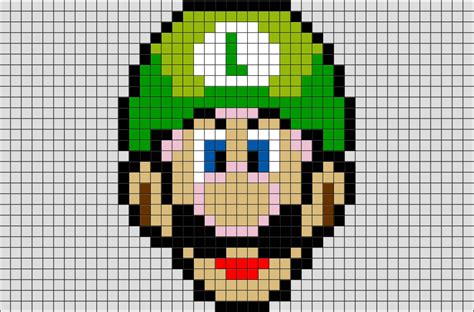 luigi pixel art grid - claywallarttutorial