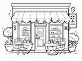 Printable Cafe To Color  Coloring Page sketch template