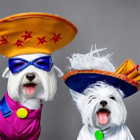 Maltese dressed up in silly costumes like a superhero or a cowboy Digital Art by Adrien Efren ...