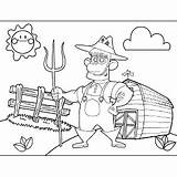 Farmer With Pitchfork Coloring Page sketch template
