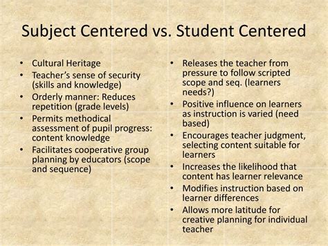 PPT - Subject Centered vs. Student Centered PowerPoint Presentation, free download - ID:3437719