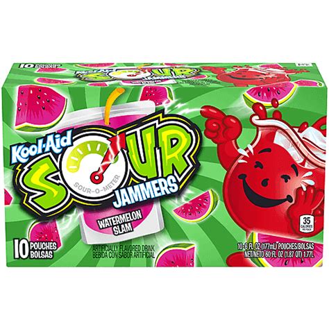 Kool-Aid Jammers Sours Watermelon Slam Juice Drink, 10 ct Box | Fruit ...