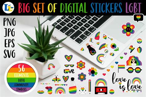 Digital stickers LGBT community. LGBTQ symbols Daily planner