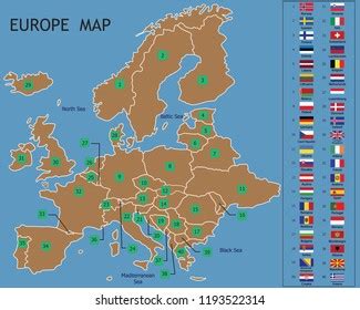 Europe Map Europe Countries Flags Name Stock Vector (Royalty Free) 1193522314 | Shutterstock
