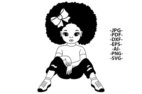 African American Girl Clipart Black And White