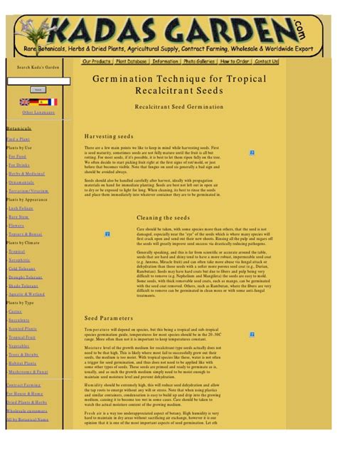 Germination Technique For Tropical Recalcitrant Seeds | PDF | Moss | Seed