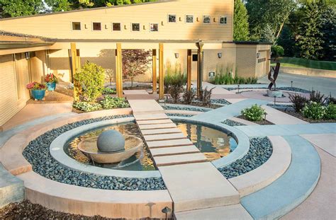 Zen-Style Fountain Makes a Statement in a Johnston, IA Front Courtyard