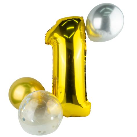 Golden Silver Event Countdown Inflatable Balloon Number 1, Golden, Silver, Activity PNG ...