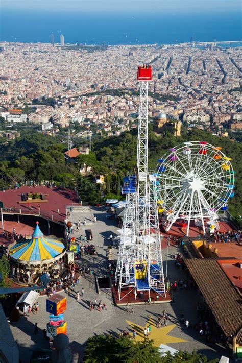 Tibidabo Amusement Park In Barcelona Editorial Photo - Image of people ...