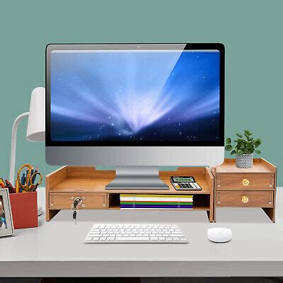 Wooden Desk Organizer with Drawers Office Supplies Computer Desktop Tabletop | eBay
