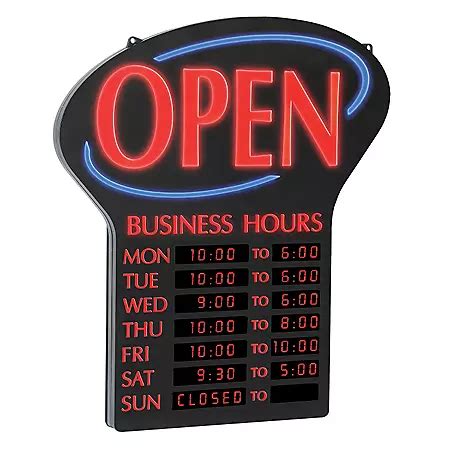 Newon LED Open Sign with Digital Business Hours, 20.4" - Sam's Club