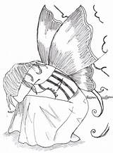 Sad fairy coloring Pages sketch template