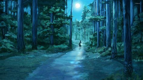 Girl through the moonlit forest wallpaper - Fantasy wallpapers - #27155