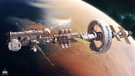 an artist's rendering of a space station attached to the surface of a planet