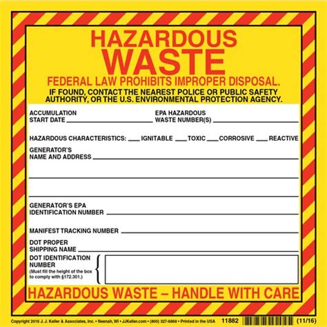 Printable Hazardous Waste Labels