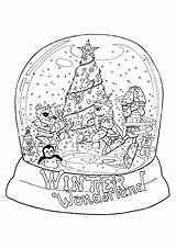 Printable Snow Globe Coloring Page Sketch sketch template